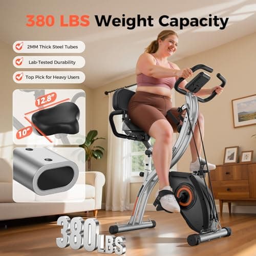 YOSUDA Exercise Bike, 5 in 1 Folding Exercise Bike for Seniors 330lbs Capacity, Magnetic X-Bike with 16-Level Resistance, Back Support Cushion for Home Gym Workout 2