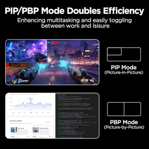 KOORUI 34-inch Curved Ultrawide WQHD 3440×1440 Gaming Monitor, 180Hz 1000R- PIP/PBP, 1ms(MPRT), HDR400, DCI-P3 95%, FreeSync Premium, 1 x DP 1.4 & 2 x HDMI 2.0, Tilt Height Swivel Adjustment, 34E6UC 4