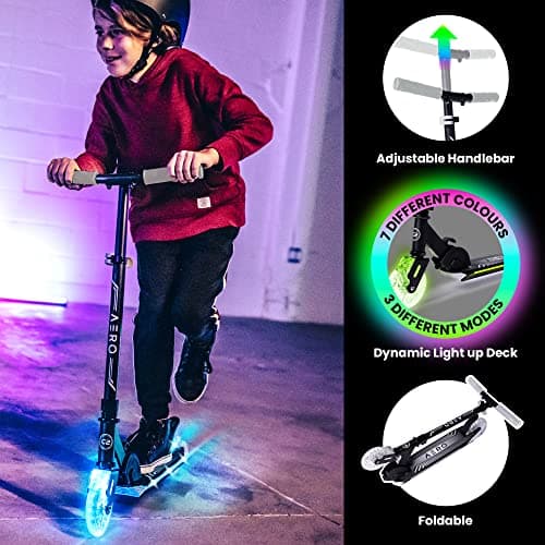 Aero Scooter for Kids 5-7 with Dynamic Lights | Boys Girls 2 Wheels Kick Scooter | Foldable & Height Adjustable, 110lbs Max 3