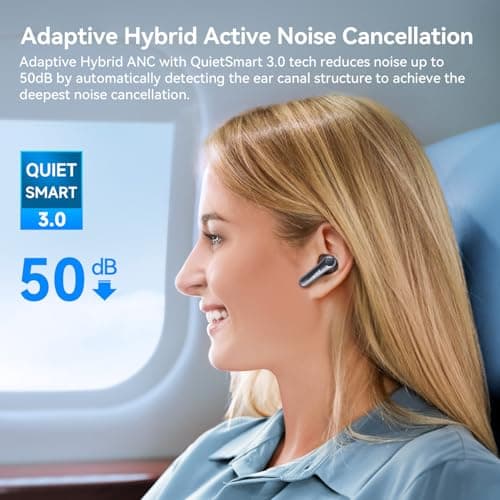 EarFun Air Pro 4 Adaptive Hybrid Noise Canceling Wireless Earbuds, Qualcomm Snapdragon Sound, aptX™ Lossless, 6 Mics AI CVC 8.0 Call, LDAC Hi-Res Audio, 52H Playtime, Bluetooth 5.4, in-Ear Detection 3