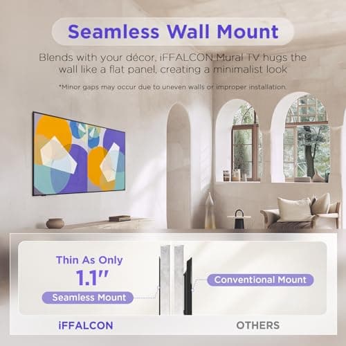 iFFALCON 55-Inch Class QLED 4K Smart TV, Ultra-Slim Picture Frame TV, 144Hz, HDR, Art Mode w/AI Art, Wide Color Gamut, Dolby Vision IQ, Dolby Atmos, Google Assistant Voice Remote(55F75, 2025 Model) 2