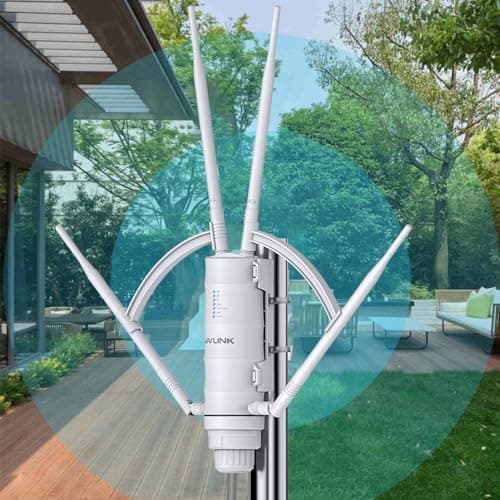 WAVLINK AC1200 Outdoor Long Range Weatherproof WiFi Extender/Wireless Access Point with Passive POE, Dual Band 5G+2.4G, 4x7dBi Omni Directional Antennas,Supports Router/AP/Repeater/Mesh Modes 5