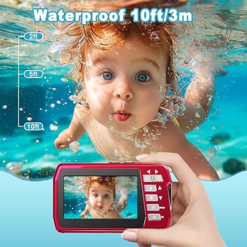 Underwater Camera 4K 48MP Waterproof Digital Camera with 32GB Card, Dual-Screen Selfie (Front & Rear), 10FT/3M Dive for Snorkeling, Surfing, Rafting, Swimming, Travel 2