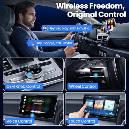 Wireless CarPlay Adapter 2026 Upgrade - Small Size, Fast Stable Connection, Plug-and-Play for iPhone iOS & Android Devices 5