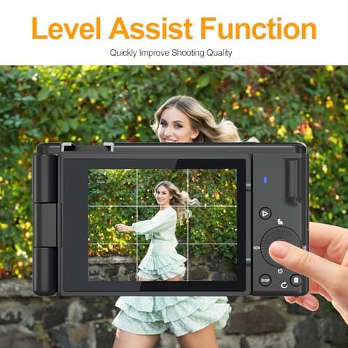 5K UHD Digital Camera for Photography, Autofocus 80MP Point & Shoot Vlog Camera for YouTube, 3" 270° Flip Screen Dual Lens Selfie with18x Digital Zoom, 64GB SD Card, 2 Batteries & Charger,Black 5