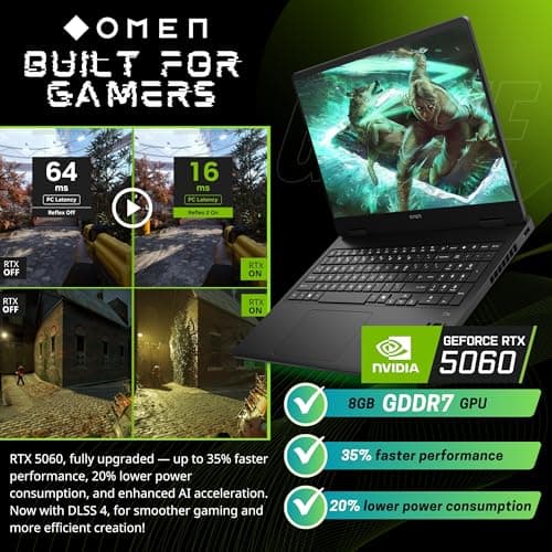 HP OMEN 16 Gaming Laptop, 144Hz 2K Display, Ryzen 9 8940HX(>i9-13900H, 5.3 GHz), GeForce RTX 5060, RGB Backlit Keyboard, Copilot+ PC, VR Ready, WiFi 6E, Windows 11 Home, Black(32GB DDR5 RAM | 1TB SSD) 4