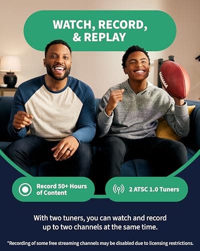 Tablo TV 4th Gen 2-Tuner Over-The-Air (OTA) DVR - Watch, Pause & Record Live TV, News, Sports & Movies Throughout Your Home Over Wi-Fi - Pairs w/Any TV Antenna - 50+ Hrs Recording - No Subscriptions 4