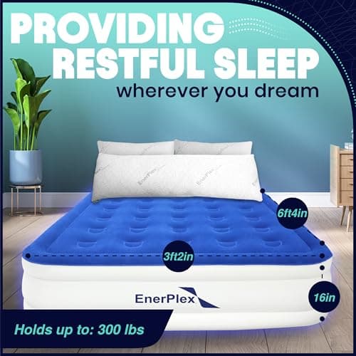 EnerPlex Twin Air Mattress with Built-in Pump - 16 Inch Double Height Inflatable Mattress for Camping, Home & Portable Travel - Durable Blow Up Bed with Dual Pump - Easy to Inflate/Quick Set Up﻿ 4