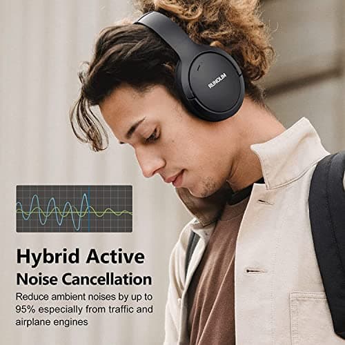 RUNOLIM Hybrid Active Noise Cancelling Headphones, Wireless Over Ear Bluetooth Headphones with Microphone, 70H Playtime, Foldable Headphone with HiFi Audio, Deep Bass for Home Travel Office 2