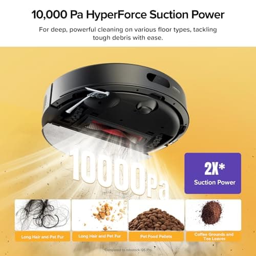 roborock Q7 M5+ Robot Vacuum and Mop, Upgraded from Q5 Max+, Up to 7-9 Weeks Self-Empty, 10000Pa Suction, Dual Anti-Tangle System for Pet Hair & Carpet, PreciSense LiDAR Navigation, App Control, Black 3