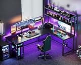 ODK L Shaped Gaming Desk with Hutch, Computer Desk with Storage Shelves, 66" L Shaped Desk for Home Office, Corner Desk with Headphone Hook, Black 2