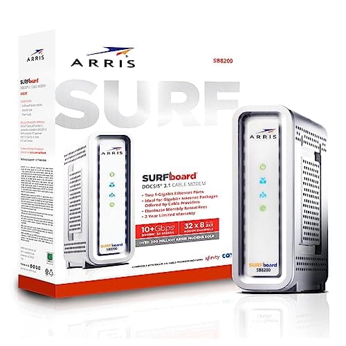 ARRIS (SB8200-RB) - Cable Modem - Fast DOCSIS 3.1 32x8 Gigabit Cable Modem , Approved for Comcast Xfinity, Cox, Charter Spectrum, & more | 1 Gbps Max Internet Speed, 4 OFDM Channels - Renewed 4