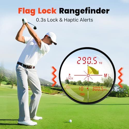 Bestsee Golf Rangefinder with Slope & Red Backlight, 1500Yards Laser Range Finder, 0.3s FlagLock Vibration, 7X Magnification, Magnet Stripe, 85% Transmission Lens for Golfing/Hunting, Golf Accessories 4