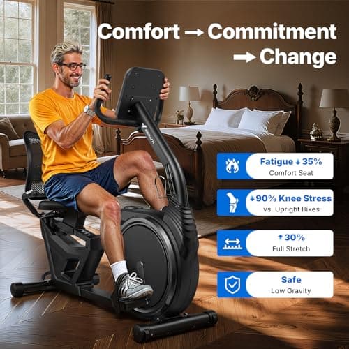 MERACH Recumbent Exercise Bikes for home, Light Commercial Recumbent Exercise Bike for Seniors Adults, Magnetic Recumbent Stationary Bike with Exclusive Apps, LCD, Heart Rate Handle 2
