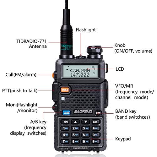 BaoFeng UV-5R 8 Watt Ham Radio BaoFeng Radio with Extra 1800mAh Battery and 771 Antenna Dual Band Ham Radio Handheld Includes Full Kit Walkie Talkie 2