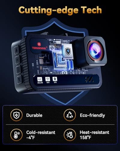 TERUNSOUl 4K+4K Dash Cam Front and Rear, Free 128GB Card Included, 5.8GHz WiFi Dash Camera for Cars, Built-in GPS, G-Sensor, 170°Wide Angle, 3" IPS Screen, 24H Parking Mode, Support 512GB Max 5