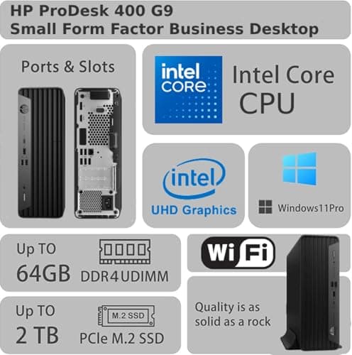 HP ProDesk 400 G9 SFF Business Desktop Computer, Intel CPU, 32GB RAM, 1TB PCle SSD, Dual 4K Display Support, USB-C, HDMl, RJ-45, Wi-Fi, Wired Keyboard & Mouse, Windows 11 Pro 2