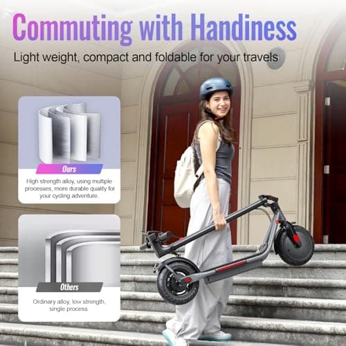 TST HOVSCO Electric Scooter for Adult, Up to 19/23 MPH and 30 Miles Long Range E Scooter, 8.5"/10" Solid and Pneumatic Tire, Portable Folding EScooter with Dual Brakes, Commuting Escooter App Control 3