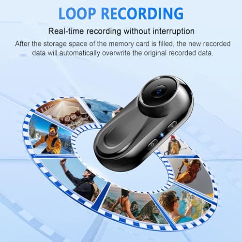 Mini Body Camera 1080P, 512G Thumb Vlogging Cam Hands-Free Recording, Portable Action Camera with 360° Rotate Clip&Magnetic Clip, Wearable Video Recorder for Traveling/Motorcycle(SD Card Not Included) 2