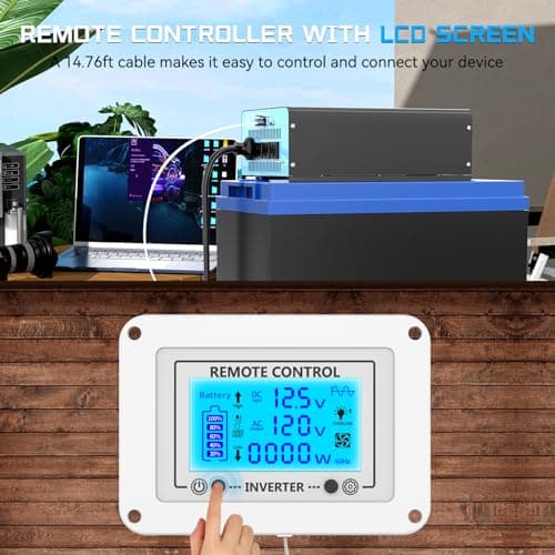 OLTEANP New Upgraded 1500 Watts Pure Sine Wave Inverter, 12V DC to 110V AC Power Inverter with 4 AC Outlets, USB Port, Type-C Port for Truck, Vehicle, Power Outage, Remote Control with LCD Screen 2