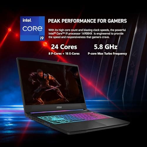 MSI Katana 15 HX 15.6” 165Hz QHD+ Gaming Laptop: Intel Core i9-14900HX, NVIDIA Geforce RTX 5070, 32GB DDR5, 1TB NVMe SSD, RGB Keyboard, Win 11 Home: Black B14WGK-016US 2
