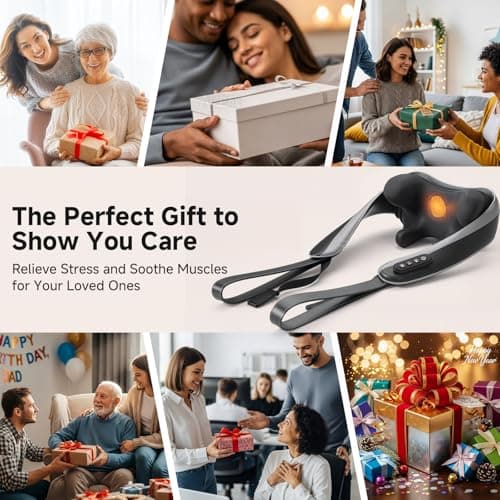 Senluyi 6D Neck Massager for Pain Relief Deep Tissue, Kneading Shiatsu Neck and Shoulder Massager with Heat,Cordless Massager for Back and Shoulder Pain, Gifts for Women Men Home Office Christmas 8