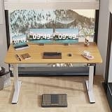 Furmax Electric Height Adjustable Standing Desk Large 55 x 24 Inches Sit Stand up Desk Home Office Computer Desk Memory Preset with T-Shaped Metal Bracket, Wood 4