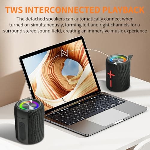 2 in 1 Magnetic Dual Splittable Bluetooth Speaker, IPX6 Waterproof Split Portable Wireless Speaker with 20W Loud Stereo Sound, Bluetooth V5.3, 24H Playtime, Multiple pairing for Home,Outdoor or Travel 3