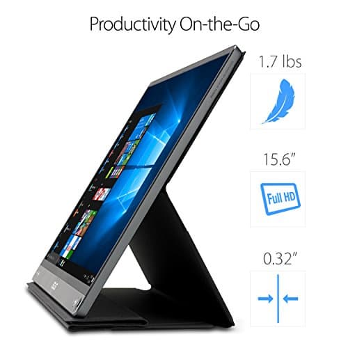 ASUS ZenScreen 15.6” 1080P Portable USB Monitor (MB16AC) - Full HD (1920 x 1080), IPS, USB Type-C, Eye Care, Smart Case, External Screen for Laptop, 3-Year Warranty,Black 3