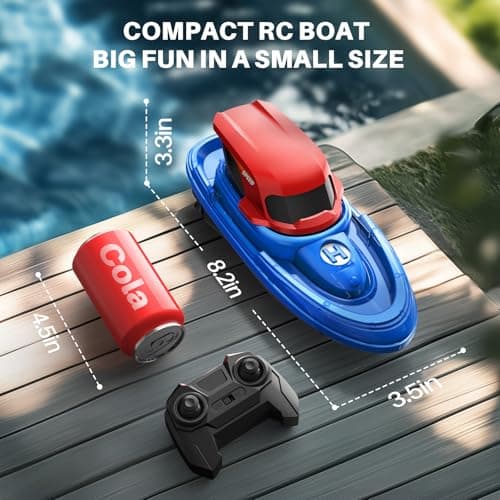 SYMA RC Boats 2 Pack for Kids 8-12, Remote Control Boat for Pool with LED Lights, 40 Mins Playtime (2 Batteries) & One-Key Water Spray, Summer Gifts Toys for Boys and Girls 3