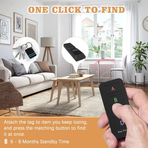 Remote Control Finder, Pack of 4 Find My Keys Device | Stick on Remote Finder Beeper, Tracker Tags for Car Keys and Phones | 120Ft Range 80dB RF Key Locator, Lost Key Finders That Make Noise 2