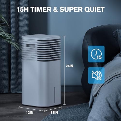 Windowless Portable Air Conditioner, 15H Timer & 120°Oscillation, 3-IN-1 Portable AC Unit with Remote, 2-Gal Tank, 3 Modes & 3 Speeds, Ultra-Quiet 24" Ventless Swamp Cooler for Room Home Office 2
