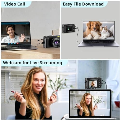 4K Digital Camera for Photography Autofocus, 2025 Latest 48MP Vlogging Camera for YouTube with SD Card, 2 Batteries, 3" 180°Flip Screen Compact Travel Camera for Teens with 16X Zoom, Anti-Shake,Black 5