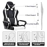 BestOffice High-Back Gaming Chair PC Office Chair Computer Racing Chair PU Desk Task Chair Ergonomic Executive Swivel Rolling Chair with Lumbar Support for Back Pain Women, Men,White 3