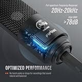 FIFINE Studio Condenser USB Microphone Computer PC Microphone Kit with Adjustable Boom Arm Stand Shock Mount for Instruments Voice Overs Recording Podcasting YouTube Vocal Gaming Streaming-T669 2