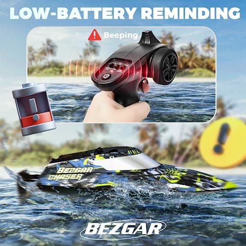 BEZGAR TX123 Remote Control Boats - Fast Speed RC Boat 32+ KPH with A Portable Suitcase for Lakes & Pools & Salt Water, Summer Toys for Adults and Ideal Gifts for Kids Boys Age 6 7 8-12 Years Old 3