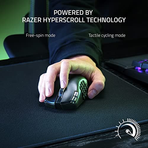 Razer Naga V2 HyperSpeed Wireless MMO Gaming Mouse: 19 Programmable Buttons - HyperScroll Technology - Focus Pro 30K Optical Sensor - Mechanical Mouse Switches Gen-2 - Up to 400 Hr Battery Life 3