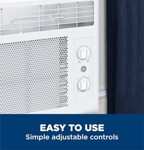 GE Window Air Conditioner Unit, 5,000 BTU for Small Rooms up to 150 sq ft. with Manual Adjustable Fan and Cooling Settings, Perfect for Small Bedroom or Living Room, Easy Install Kit Included, White 5