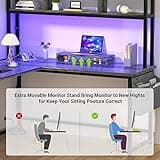 Aheaplus L Shaped Desk with Power Outlet & LED Strip, Reversible L-Shaped Corner Computer Desks Gaming Desk with Storage Shelf & Monitor Stand, Modern 2 Person Home Office Desk Writing Desk, Grey Oak 3