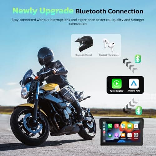 LAMTTO 7-Inch Wireless Motorcycle Carplay GPS Navigation System with Apple Carplay and Android Auto, Portable Moto Car Play Screen with Dual Bluetooth, Navigation, Siri, Google Assistant, Anti-Glare 2