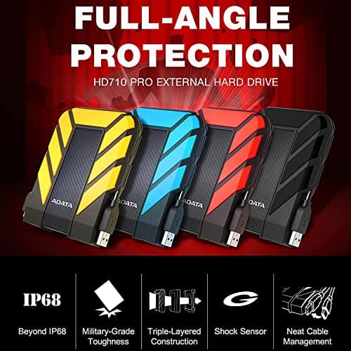 ADATA HD710 Pro 2TB USB 3.1 IP68 Waterproof/Shockproof/Dustproof Ruggedized External Hard Drive, Black (AHD710P-2TU31-CBK) 4