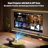 Projector 4K with WiFi and Bluetooth, Portable Projector with Sensorless Auto Focus, Outdoor Movie Projector 120'' Screen Compatible with HDMI/USB/Smartphone/PC/Laptop 3