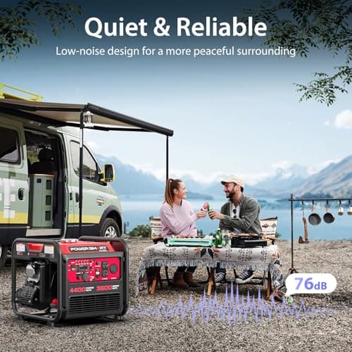 PowerSmart 4400-Watt Portable Inverter Generator, Gas Powered, CO-Sensor, Lightweight & Quiet for Home Use and Emergency Backup, Camping, EPA Compliant 5