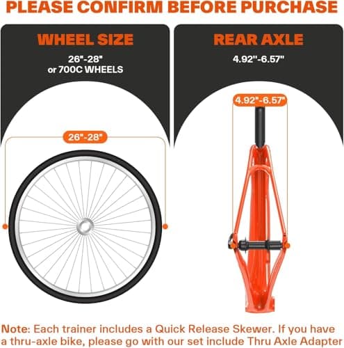 Sportneer Bike Trainer - Magnetic Stationary Bike Stand for 26-28" & 700C Wheels - Adjustable 6 Level Resistance Bike Trainer Stand for Indoor Riding with Quick Release Lever & Front Wheel Riser Block 3