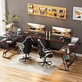 Homall L Shaped Gaming Desk Computer Corner Desk PC Gaming Desk Table with Large Monitor Riser Stand for Home Office Sturdy Writing Workstation (Black, 51 Inch) 5