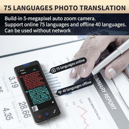 AI Language Translator Device, 2025 Upgraded Translator No WiFi Needed, Support ChatGPT, Voice Instant Two-Way 150 Language Translator, Offline/Recording/Photo Translation for Business Travel 3