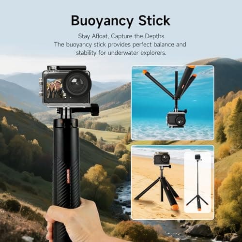 SVBONY SVGo2 4K30FPS Underwater Camera, EIS 2.0 Dual Touch-Screen Waterproof Camera Underwater, 50MP 5X Zoom, Remote Action Camera with Floating Selfie Stick, 2 Batteries for Snorkeling, Travel Vlog 5