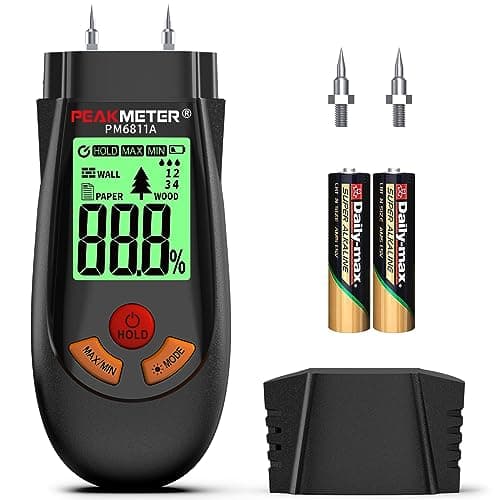 Wood Moisture Meter, with battery and LCD display, suitable for quick determination of moisture content of many types of logs, paper, plywood, plaster walls, floor coverings, etc.