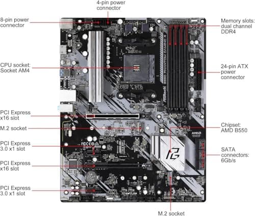 ASRock B550 Phantom Gaming 4 Supports AMD AM4 Socket Ryzen™ 3000, 3000 G-Series, 4000 G-Series, 5000 and 5000 G-Series Desktop Processors Motherboard 2