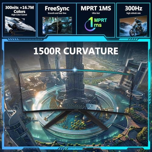 Z-Edge 27 inch Curved Gaming Monitor, FHD 1080P 300Hz 280Hz 240Hz Curved Monitor 1500R Computer Monitor, MPRT 1ms Monitor, 16.7M Colors, UG27S 2X DP 1.4 Ports and 2X HDMI 2.0 Ports 3